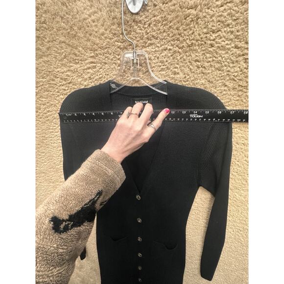 Naadam Cashmere Silk Black Sweater Dress Longline Cardigan Womens M Pockets Luce - Picture 13 of 16